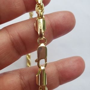 Italian 925 Silver Chain, Gold plating, Double twisted links model.